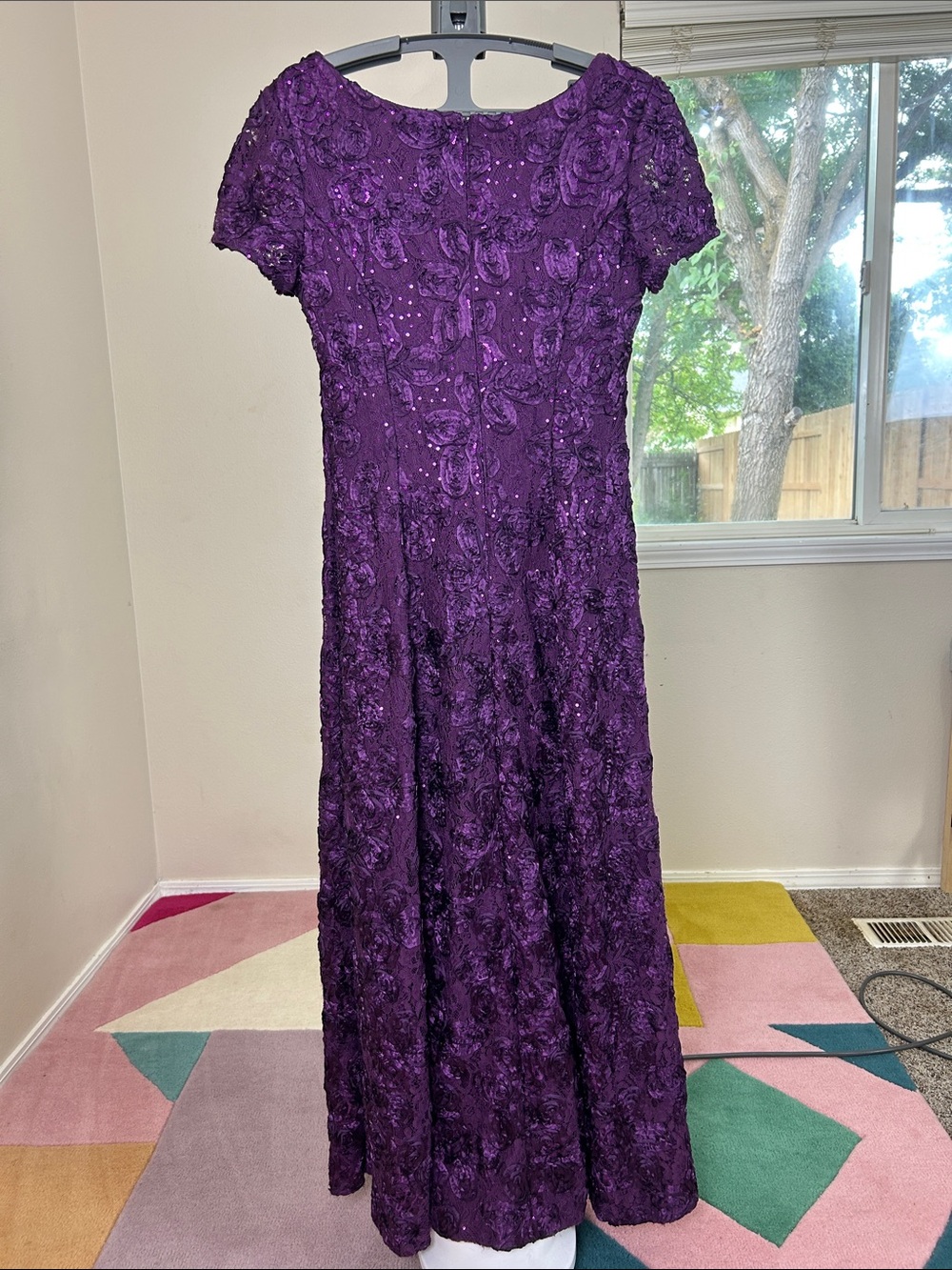 Alex Evenings Rosette Evelyn Lace Purple Dress - Picture 4 of 17